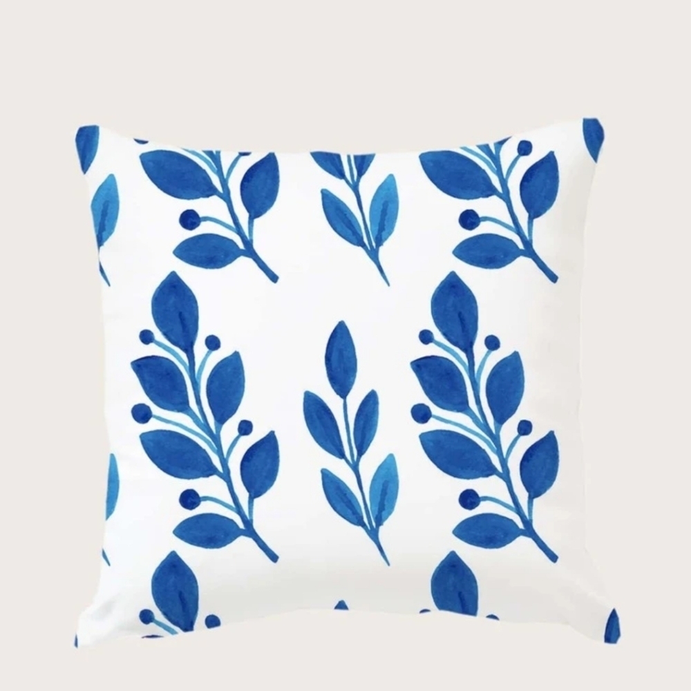 New Blue Leaves Pillow Cover